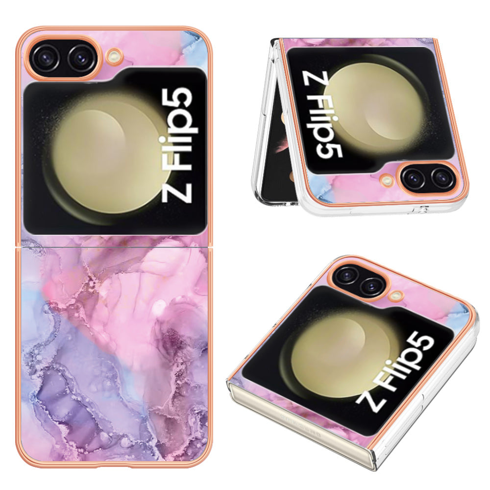 YB IMD Series-16 Style-E For Samsung Galaxy Z Flip5 5G Electroplated Phone Cover 2.0mm TPU Marble Pattern IMD Case YB IMD Series-16 Style-E For Samsung Galaxy Z Flip5 5G Electroplated Phone Cover 2.0mm TPU Marble Pattern IMD Case
